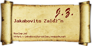 Jakabovits Zalán névjegykártya